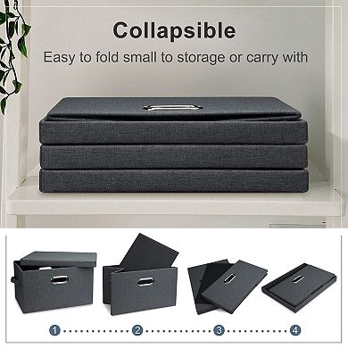 Heavy-Duty Foldable Storage Bins with Lids - 5 Pack
