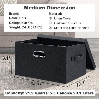 Heavy-Duty Foldable Storage Bins with Lids - 5 Pack