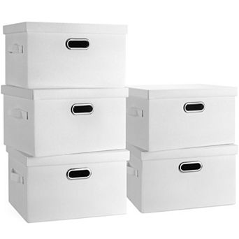 Heavy-Duty Foldable Storage Bins with Lids - 5 Pack