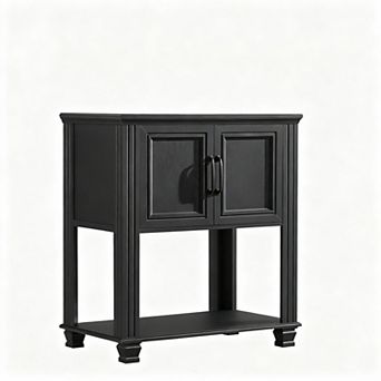 Farmhouse Coffee Bar Cabinet with Double-Door & Open Shelf