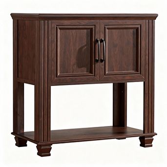 Farmhouse Coffee Bar Cabinet with Double-Door & Open Shelf