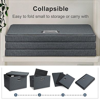 Heavy-duty Foldable Storage Bins with Lids - 3 Pack