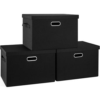 Heavy-duty Foldable Storage Bins with Lids - 3 Pack