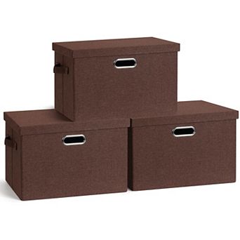 Heavy-duty Foldable Storage Bins with Lids - 3 Pack