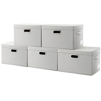 High Quality Linen Fabric Foldable Storage Bins - 5 Pack