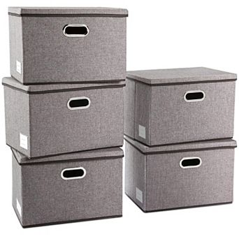 High Quality Linen Fabric Foldable Storage Bins - 5 Pack
