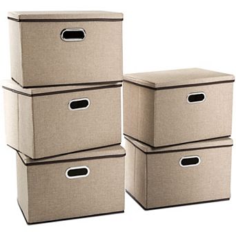 High Quality Linen Fabric Foldable Storage Bins - 5 Pack