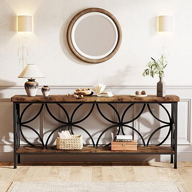 Industrial Console Table with Storage for Entryway or Living Room