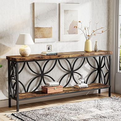 Industrial Console Table with Storage for Entryway or Living Room
