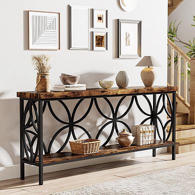 Industrial Console Table with Storage for Entryway or Living Room