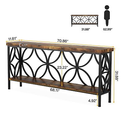 Industrial Console Table with Storage for Entryway or Living Room