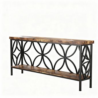 Industrial Console Table with Storage for Entryway or Living Room