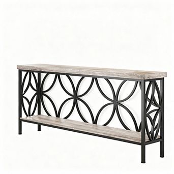 Industrial Console Table with Storage for Entryway or Living Room