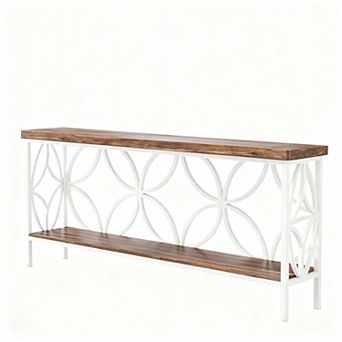 Industrial Console Table with Storage for Entryway or Living Room