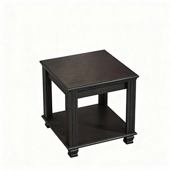 Farmhouse-style two-tier storage side table for living room