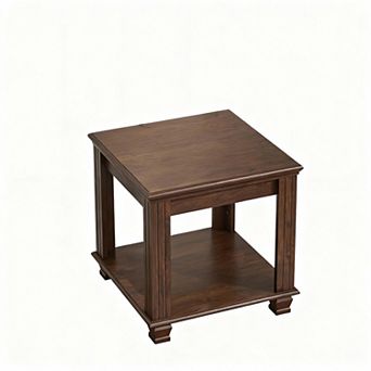 Farmhouse-style two-tier storage side table for living room
