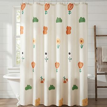 Printed Shower Curtain, Water Resistant Cute Patterns Bathroom Curtain with 12 Hooks, Good Drape