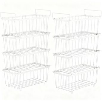 Heavy-Duty Stackable Wire Baskets for 7 Cu.ft Freezer, Rust Resistant, 8 Pack