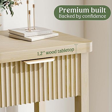 Fluted Console Table with 3 Drawers for Entryway or Living Space