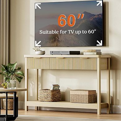 Fluted Console Table with 3 Drawers for Entryway or Living Space