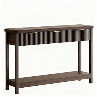 Fluted Console Table with 3 Drawers for Entryway or Living Space