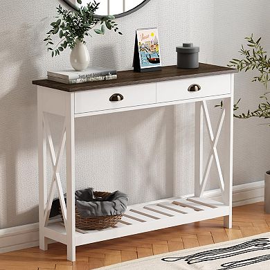 Farmhouse Console Table with Drawer for Entryway and Living Room