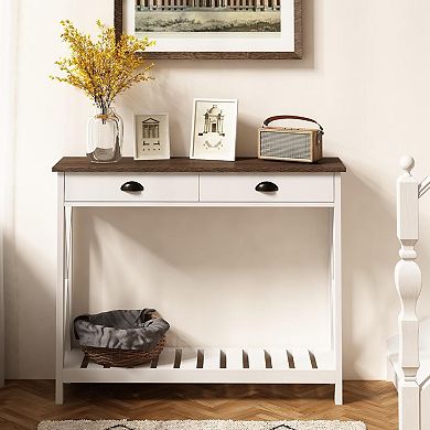Farmhouse Console Table with Drawer for Entryway and Living Room