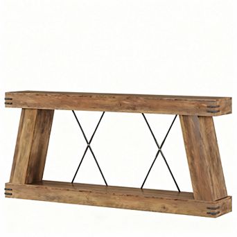 Farmhouse Console Table, 2 tier Storage, Rustic Design, Sturdy Wood, Easy Assembly