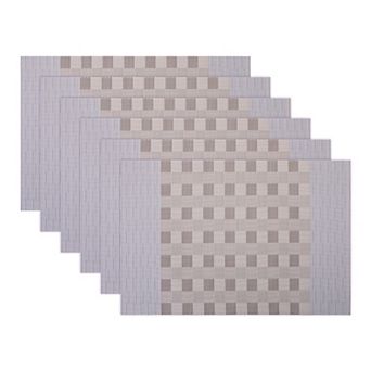 Rectangle Placemats Set of 6 Grid Plastic Placemats for Table Decor Washable Table Mat 17.7x11.8inch