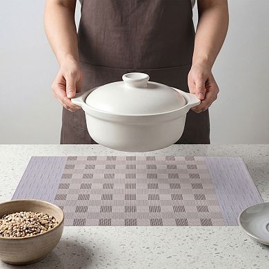 Rectangle Placemats Set of 6 Grid Plastic Placemats for Table Decor Washable Table Mat 17.7x11.8inch