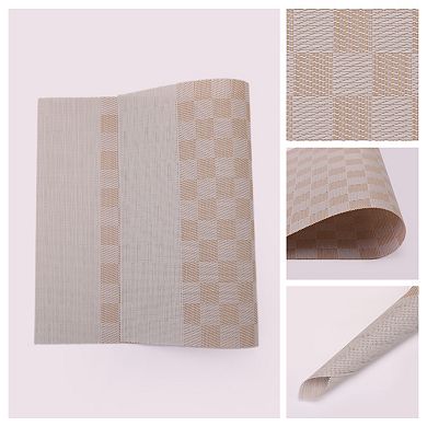 Rectangle Placemats Set of 6 Grid Plastic Placemats for Table Decor Washable Table Mat 17.7x11.8inch