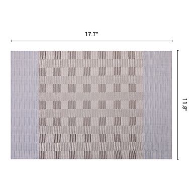 Rectangle Placemats Set of 6 Grid Plastic Placemats for Table Decor Washable Table Mat 17.7x11.8inch