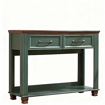 Farmhouse Console Table 2 tier Storage Rustic Wood Vintage Decor