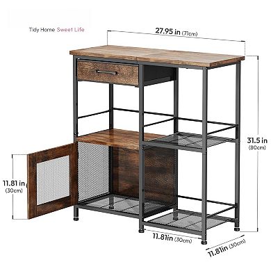 Farmhouse Coffee Bar Cabinet - Multi-Use, Space-Saving, Rustic Design