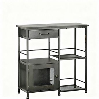 Farmhouse Coffee Bar Cabinet - Multi-Use, Space-Saving, Rustic Design