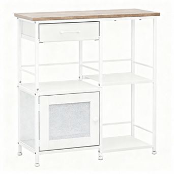 Farmhouse Coffee Bar Cabinet - Multi-Use, Space-Saving, Rustic Design