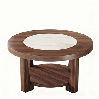 Heavy-duty MDF 2 tier Round Coffee Table