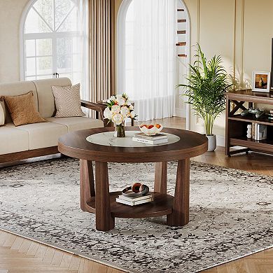 Heavy-duty MDF 2-Tier Round Coffee Table