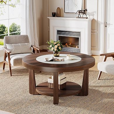 Heavy-duty MDF 2-Tier Round Coffee Table