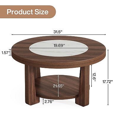 Heavy-duty MDF 2-Tier Round Coffee Table