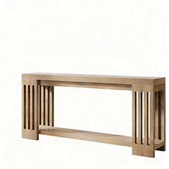 Farmhouse Console Table with Vertical Stripe, 2 tier Design