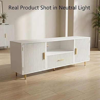 Grooved TV Cabinet 57-Inch Storage Cabinet Suitable for 55-65 Inch TVs