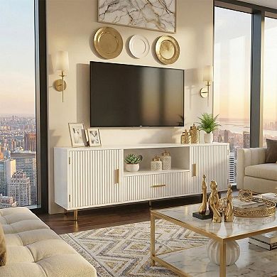 Grooved TV Cabinet 57-Inch Storage Cabinet Suitable for 55-65 Inch TVs