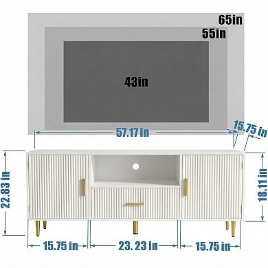 Grooved TV Cabinet 57-Inch Storage Cabinet Suitable for 55-65 Inch TVs