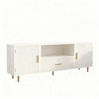 Grooved TV Cabinet 57-Inch Storage Cabinet Suitable for 55-65 Inch TVs