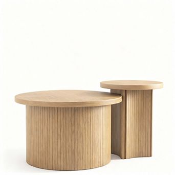 Farmhouse Round Nesting Coffee Table Set - Space Saving & Multi-functional