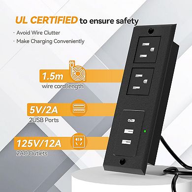 Farmhouse-style four-drawer storage cabinet and dressing table with charging station
