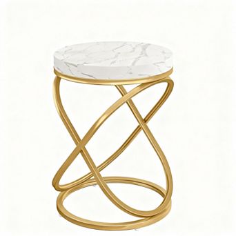 Faux Marble End Table - 26" Round, Multi-functional, Easy Assembly