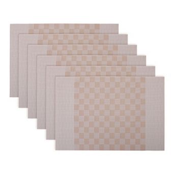 Rectangle Placemats Set of 6 Grid Plastic Placemats for Table Decor Washable Table Mat 17.7x11.8inch