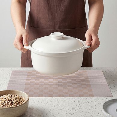 Rectangle Placemats Set of 6 Grid Plastic Placemats for Table Decor Washable Table Mat 17.7x11.8inch